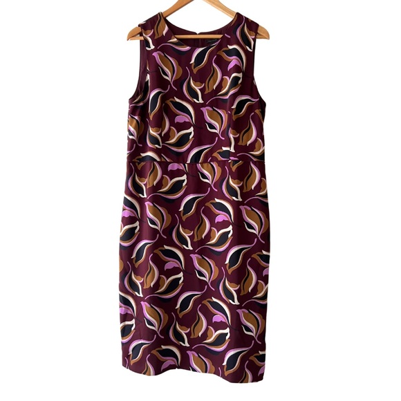 Ann Taylor Aubergine Floral Leaf Print Sheath Dress - Picture 1 of 11